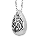 Image of 18" Sterling Silver Antiqued Teardrop Urn Ash Holder Necklace