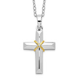Image of 18" Sterling Silver CZ Gold-tone Accent Cross Urn Ash Holder Necklace