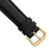 Image of 18mm 6.75" Short Black Smooth Leather Gold-tone Buckle Watch Band