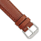 Image of 18mm 6.75" Short Havana Lizard Style Grain Leather Silver-tone Buckle Watch Band