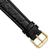 Image of 18mm 7.5" Black Alligator Style Grain Leather Gold-tone Buckle Watch Band