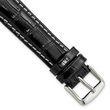 Image of 18mm 7.5" Black Croc Style Leather White Stitch Silver-tone Buckle Watch Band