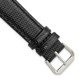 Image of 18mm 7.5" Black Lizard Style Grain Leather Silver-tone Buckle Watch Band
