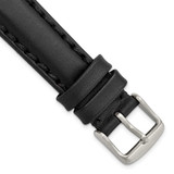 Image of 18mm 7.5" Black Oil Leather Silver-tone Buckle Watch Band