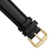 Image of 18mm 7.5" Black Smooth Leather Gold-tone Buckle Watch Band