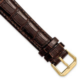 Image of 18mm 7.5" Brown Croc Style Leather Dark Stitch Gold-tone Buckle Watch Band