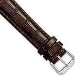 Image of 18mm 7.5" Brown Croc Style Leather Dark Stitch Silver tone Buckle Watch Band