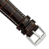 Image of 18mm 7.5" Brown Croc Style Leather White Stitch Silver-tone Buckle Watch Band