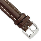 Image of 18mm 7.5" Brown Oil Tanned Leather Silver-tone Buckle Watch Band