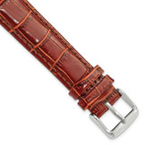 Image of 18mm 7.5" Havana Croc Style Leather Chrono Silver-tone Buckle Watch Band