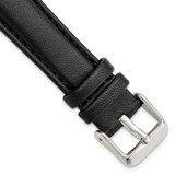 Image of 18mm 7.75" Black Glove Leather Silver-tone Buckle Watch Band
