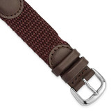 Image of 18mm 7.75" Brown Army Style Fabric Leather Silver-tone Buckle Watch Band