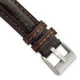 Image of 18mm 7.75" Brushed Stainless Steel Buckle Brown Belting Leather Watch Band