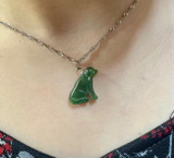 18mm Natural Untreated Nephrite Jade Sitting Dog Charm