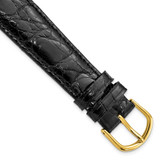 19mm 7.5 inch Black Genuine Crocodile Leather Gold-tone Buckle Watch Band