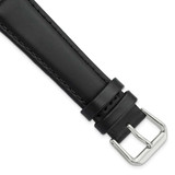 Image of 19mm 7.5" Black Italian Leather Silver-tone Buckle Watch Band