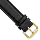 Image of 19mm 7.5" Black Smooth Leather Gold-tone Buckle Watch Band