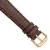 Image of 19mm 7.5" Brown Alligator Style Leather Gold-tone Buckle Watch Band