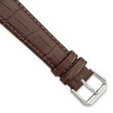 Image of 19mm 7.5" Brown Alligator Style Leather Silver-tone Buckle Watch Band