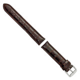 Image of 19mm 7.5" Brown Crocodile Style Leather Chrono Silver-tone Buckle Watch Band