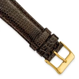 19mm 7.5 inch Brown Genuine Lizard Leather Gold-tone Buckle Watch Band