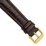 Image of 19mm 7.5" Brown Matte Alligator Style Grain Leather Gold-tone Buckle Watch Band