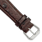 Image of 19mm 7.5" Brown Ostrich Style Grain Leather Silver-tone Buckle Watch Band