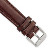 Image of 19mm 7.5" Brown Smooth Leather Chrono Silver-tone Buckle Watch Band