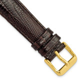 Image of 19mm 7.5" Brown Teju Lizard Style Grain Leather Gold-tone Buckle Watch Band