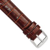 Image of 19mm 7.5" Havana Croc Style Leather Chrono Silver-tone Buckle Watch Band