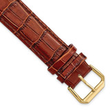Image of 19mm 7.5" Havana Croc Style Leather Dark Stitch Gold-tone Buckle Watch Band