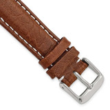 Image of 19mm 7.5" Havana Leather White Stitch Silver-tone Buckle Watch Band