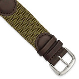 Image of 19mm 7.75" Olive Army Style Nylon/Leather Silver-tone Buckle Watch Band