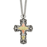 20 inch Landstroms Mt Rushmore Black Hills 925 & 12K Gold Antiqued Cross Necklace