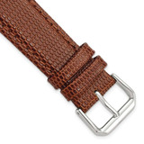 Image of 20mm 6.75" Short Havana Lizard Style Grain Leather Silver-tone Buckle Watch Band