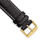 Image of 20mm 7.5" Black Leather White Stitch Gold-tone Buckle Watch Band