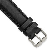 Image of 20mm 7.5" Black Oil Leather Silver-tone Buckle Watch Band