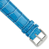Image of 20mm 7.5" Blue Croc Style Grain Leather Chrono Silver-tone Buckle Watch Band