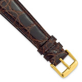 Image of 20mm 7.5" Brown Genuine Crocodile Leather Gold-tone Buckle Watch Band