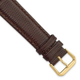Image of 20mm 7.5" Brown Lizard Style Grain Leather Gold-tone Buckle Watch Band