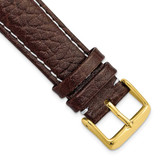 Image of 20mm 7.5" Brown Sport Leather White Stitch Gold-tone Buckle Watch Band