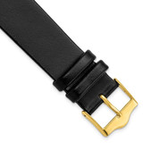 Image of 20mm 7.5" Flat Black Leather Gold-tone Buckle Watch Band