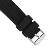 Image of 20mm 8" Black Striped Silicone Rubber Silver-tone Buckle Watch Band