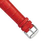 Image of 20mm 8.5" Long Red Croc Style Grain Leather Silver-tone Buckle Watch Band