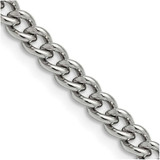 Image of 22" Stainless Steel Polished 5.3mm Round Curb Chain Necklace