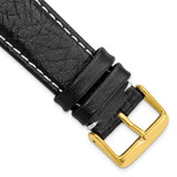 Image of 22mm 6.75" Short Black Leather White Stitch Gold-tone Buckle Watch Band