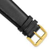 Image of 22mm 6.75" Short Black Smooth Leather Chrono Gold-tone Buckle Watch Band