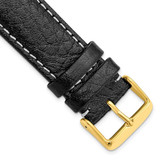 Image of 22mm 7.5" Black Leather White Stitch Gold-tone Buckle Watch Band