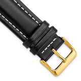 Image of 22mm 7.5" Black Oil Tanned Leather Gold-tone Buckle Watch Band