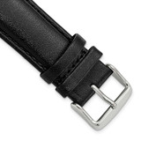 Image of 22mm 7.5" Black Smooth Leather Chrono Silver-tone Buckle Watch Band